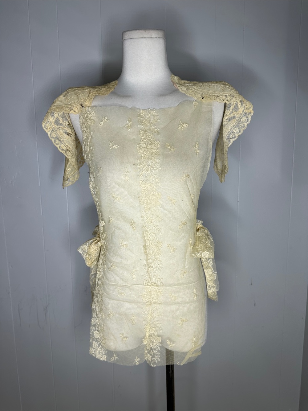Vintage Antique Handmade Side Tie Lace Blouse